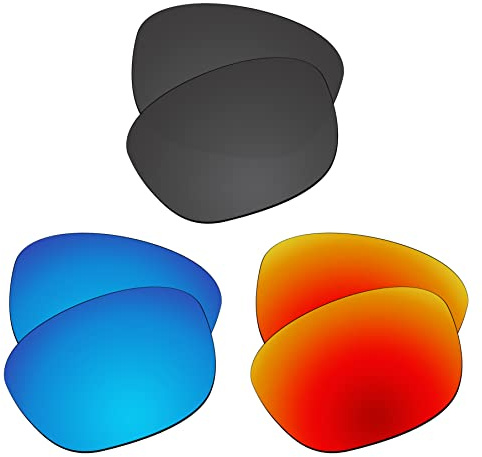 EZReplace Verres de rechange pour lunettes de soleil Oakley Garage Rock OO9175 (verres polarisés), Noir carbone + bleu glacier + rouge feu, Taille unique