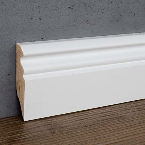 PROVISTON | Sockelleiste | Berliner Profil | 19 x 80 x 2500 mm | MDF foliert | Weiß | annährend RAL 9010 | Hamburger Fußleiste | 25 Meter