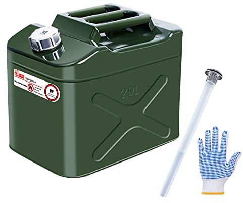 Latierra Jerrican en métal de 20 l avec bec verseur flexible, homologation ONU pour essence et diesel, vert