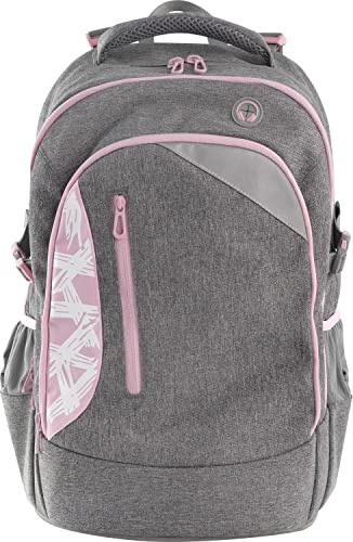 Eberhard Faber 577626 - Schulrucksack Teenager grau-rosa, X-Style, 30 Liter Volumen | Schultasche für Teenager mit großem Stauraum