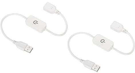 sourcing map 2 Stück LED Berühren Inline Dimmer 5V 3A USB Kabel Taktschalter Controller für Einfarbige Leuchtdioden Streifenlicht Weiß