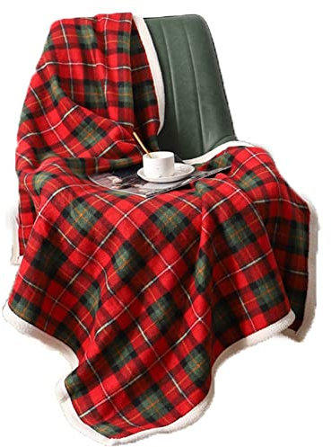 Christmas Throw Blanket for Couch, Soft Warm Plaid Blanket for Winter, Red and Green Bed Blankets Christmas Blanket