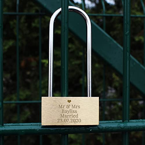 Custom Personalised Laser Engraved Heart Motif Love Lock Padlock for Valentines Day, Birthday, Wedding, Anniversary