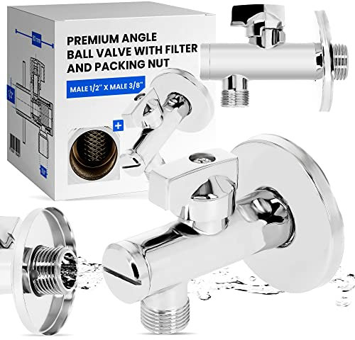 Valvola Angolo Sfera con Filtro Dado da imballaggio 1/2'' x 3/8'' Filettatura Interna Ottone Cromato Lavatrice Lavastoviglie Regolazione Tubi Acqua Fredda Calda Connessione Tappo a Vite
