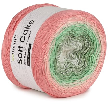 Loopncraft Soft Cake Pfefferminz, 250g, Farbverlaufsgarn, Handgemacht