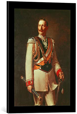kunst für alle Bild mit Bilder-Rahmen: Ludwig Noster Kaiser Wilhelm II in der Paradeuniform der Garde du Corps - dekorativer Kunstdruck, hochwertig gerahmt, 40x55 cm, Schwarz matt