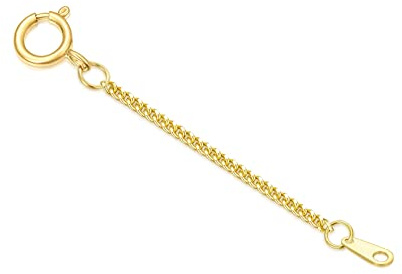 14k Gold 0.5/1/1.5/2/3 Necklace Bracelet Extender Chain, Necklace Extender Gold 14k, Durable Removable Gold Chain Extender, Gold Extension Chain for Necklace Anklet (0.5inch, style 1(Yellow)-Spring Clasp)