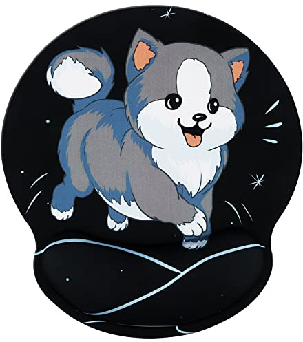 Hosimoln Tapis de repose-poignet,tapis de souris ergonomique avec mousse à mémoire de forme,tapis de support de poignet de souris en caoutchouc antidérapant pour les jeux de travail 25x23 Dog033