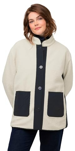 Ulla Popken Veste Réversible avec Fausse Fourrure de Mouton, Marine, 52-54 Femme