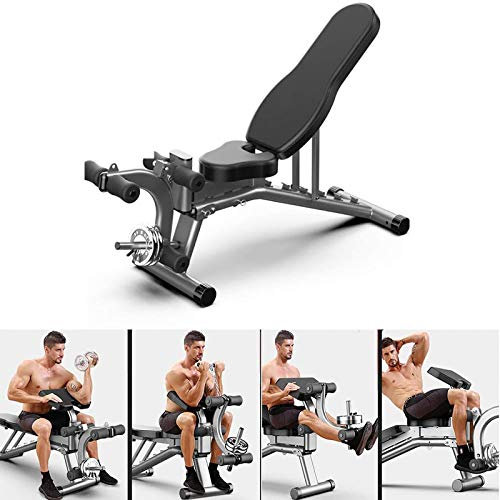 Hantelbank, verstellbare Hantelbank, Sit-up-Hantelbank mit Beinverlängerung für Heim-Fitness-Fitness, multifunktionales Bankdrücken-Rack mit flachem Neigungswinkel