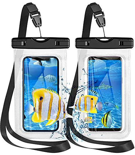 wasserdichte Handyhülle,Handy Wasserschutzhülle Wasserfeste Hülle für Schwimmen, Unterwasser Handytasche IPX8 Waterproof Phone Case Kompatibel mit bis 7 iPhone 14 13 12 Pro Max Plus [2 Stück]