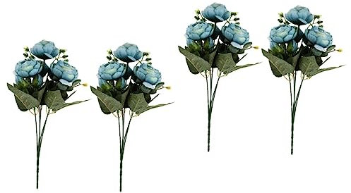 ABOOFAN 4stücke Künstliche Pfingstrosen Blumenarrangement Für Hochzeiten Partys Dekorative Fake Blumen Für Wohnraum Und Veranstaltungen Elegante Hochzeitsdekoration Blaue Farbe