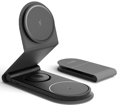 GOWATT Wireless Charger 15W 3 in 1 Charging Station Apple Foldable Travel Charging Station Mag-Safe Compatible with iPhone 16 15 14 13 12 Series Airpods/Apple Watch