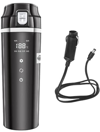 F Fityle 12V 24V Auto-Wasserkocher-Heizbecher, elektrischer Wasserkocher, beheizter Wasserkocher für milchbeheizte Heizungswasserautos, Schwarz