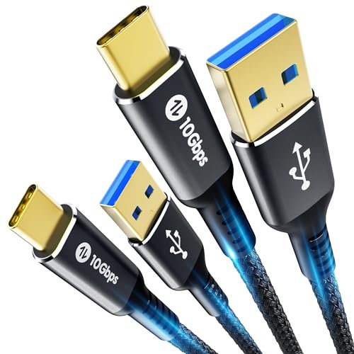 Fannoday USB C Kabel 3,1A [2Stück 1M], USB Typ C Ladekabel 10Gbps Schnellladung Kompatibel mit Samsung Galaxy S23 S22 S21, Note 20 10, LG G5 G6 V20, iPhone 15, Huawei P60 P50-Schwarz