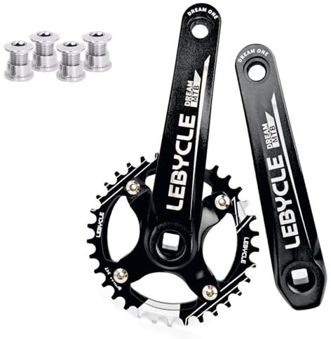 LSRRYD MTB Kurbelgarnitur 104BCD Vierkant Kurbelarm 170mm Schmale Breite Kettenblätter 32T 34T 36T Aluminium Legierung Fahrrad Kurbel Garnitur 8/9/10/11-Gang (Color : Black-170mm, Size : 38T)