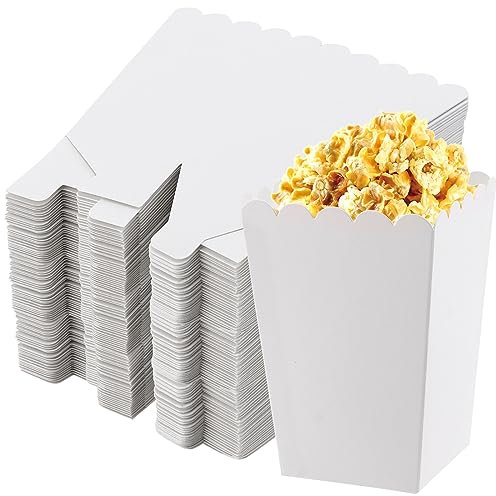 CHEUKYIU 120 Stück Popcorntüten Weiß - Kleine Boxen für Snacks, Süßigkeiten - Candybar Tüten für Partys, Kino und Familienfeiern - 5.5x7.5x10.7cm