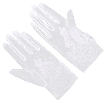 Holibanna 1 Paar Hochzeit Brauthandschuhe Mädchenkleidung Brauthandschuhe aus Spitze Mesh-Outfits für Frauen Sonne-Spitzen-Handschuhe Oper Hochzeitshandschuhe Handschuhe anziehen einfach