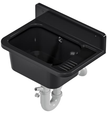 Ausgussbecken Waschbecken Spülbecken Waschpüle Waschtrog draußen Garten Garage Keller Werkstatt Schwarz