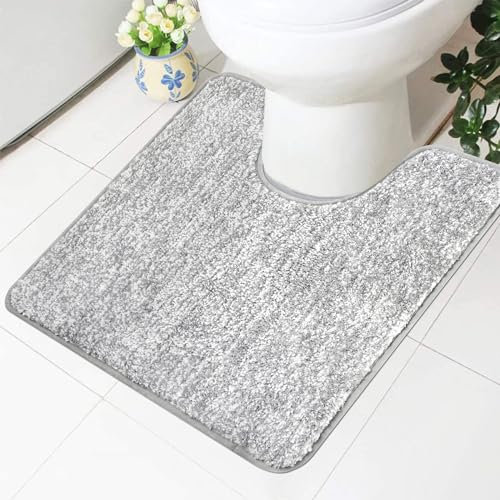 Famibay alfombrilla antideslizante súper absorbente para inodoro, color gris, baño U, lavable