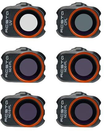 RCGEEK Set di filtri ND per DJI Mavic 4K/2/SE/Accessori, 6 filtri cardanici per obiettivo fotocamera DJI Mini (ND4/PL, ND8/PL, ND16/PL, ND32/PL, CPL, UV)
