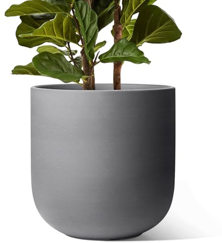 LE TAUCI 30 cm krukor för växter, keramiska stora planterare för inomhusväxter, inomhusväxtkrukor för hem, trädgård, uteplats, kontor, stora planteringskrukor med dräneringshål och gummipropp, kolgrå