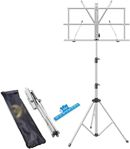 Soporte plegable for partituras 2 en 1 de doble uso, soporte for libros de escritorio, ligero, portátil, ajustable con bolsa, soporte for partituras con clip for partituras for interpretación instrume