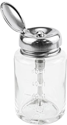 LNQ LUNIQI 100ml Pumpspender Nagellackentferner Glas, Transparente Flasche mit Metall Pumpenspender, Nachfüllbarer Dispenser zum Herunterdrücken Pumpflasche, 1 Stück
