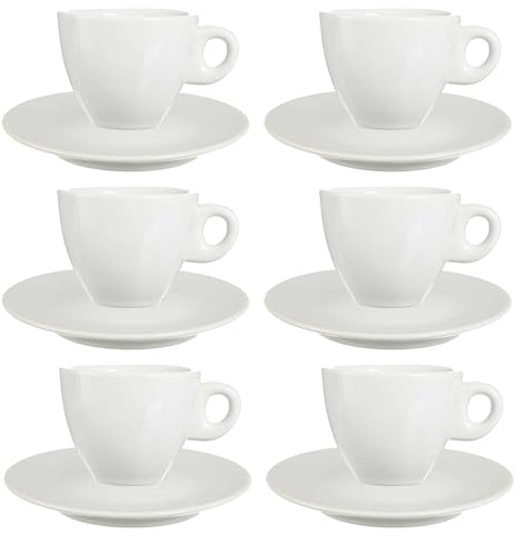 Set med 6 kaffemuggar vitt porslin c plat samling VESSIA