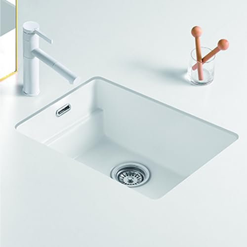 Lavatoio ceramica，lavello da incasso，lavello esterno，lavandino piccolo，Con valvola ad angolo caldo e freddo, ingombro ridotto, adatto per cucine, banchi da lavoro, esterni, ristoranti, lavanderie e ba