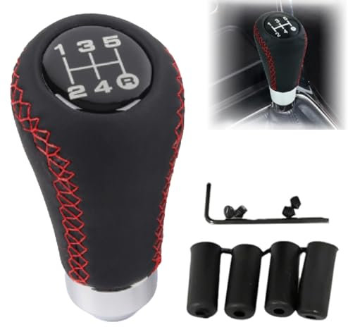 Yuiturt Pommeau de Levier de Vitesse Universel 5 Vitesses, avec 4 Adaptateurs compatible 8mm 10mm 11mm 12mm, L'adaptateur de pommeau de levier de vitesses pour voiture avec boîte de vitesses