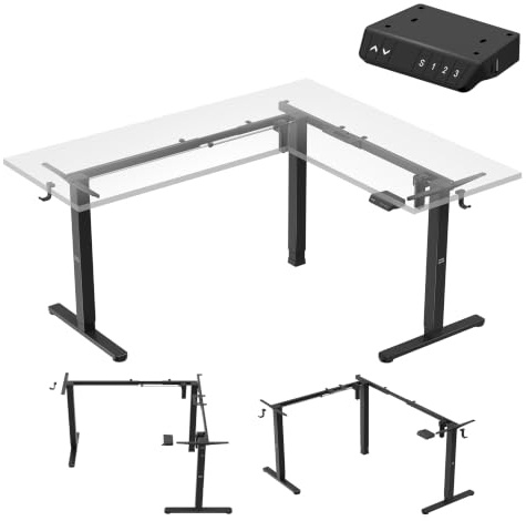 MARK ADLER Xeno 7.6 Eckschreibtisch höhenverstellbar – Tischgestell | Für L-förmige Arbeitsplätze – 2 Motoren – 72–118 cm – Breite 120–150 cm – 3 Höhenspeicher – bis 80 kg – Schwarz