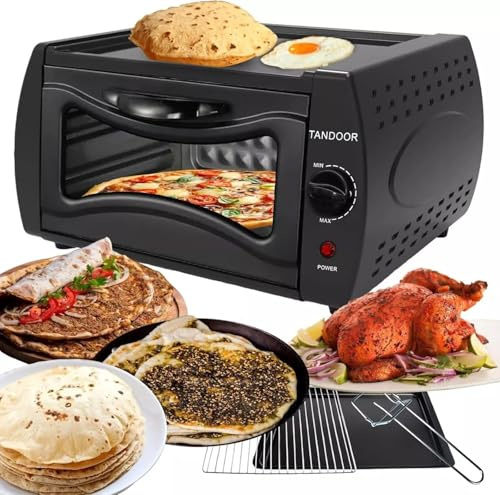 KSENTIALS STORE Mini Tandoor Oven - Electric Pizza Oven for Home Kitchen Top with Grill & Rack