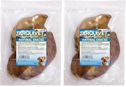 Arquivet Oreille de Porc Moyenne - Natural Snacks pour Chiens - (Sac 2 unités) (Lot de 2)