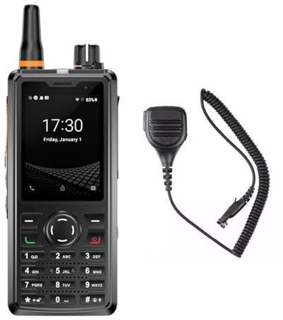 UNIWA F41 Téléphone Walkie Talkie 4G POC Zello, Étanche IP54 GPS PPT SOS, 4600mAh Double SIM Double Caméra 3W Haut-Parleur, Android 8.1 1GB+8GB Téléphone Robuste (F41+Intercom Microphone)
