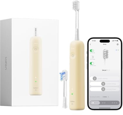 Laifen Wave Special Brosse À Dents Électrique Sonique Pionnière 60° Oscillation Vibration Autonomie de 50 Jours 2 Têtes de Brosse Étanchéité IP68 Acceptée par l’ADA pour Voyage Adultes (Jaune mat)