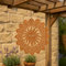 khevga Colgador de metal con forma de sol, 24 cm, decoración de óxido para jardín y balcón, resistente a la intemperie, forma original con aspecto de abanico, decoración con acabado oxidado real
