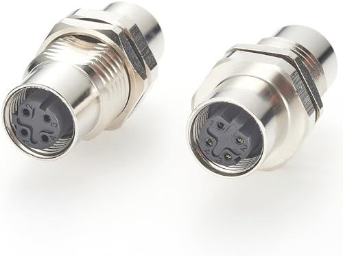 Conector de mamparo M12 D Code de 4 pines hembra a hembra para cambiador de género, conector de mamparo - IP67 blindado Profinet Cat5 Ethernet Feedthrough Panel Mount Circular Socket para