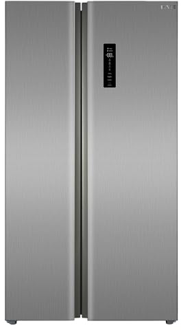 HYE American Fridge Freezer - Side By Side American Style Fridge Freezer, No Frost, 92cm Width, 505L Freestanding Design, Low Noise (37dB), Sleek Inox Finish, Ideal For Large Families - RF01AM505DS07