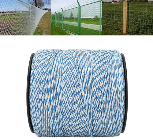 Elektrisches Zaunseil,Edelstahl Rolle Litze Vieh,Weidezaunseil Weidezaunlitze Weidezaun Elektrozaun,Elektro Zaun Polywire,Leitfähiges Zaunseil Elektrozaunzubehör für Farm Ranch (Blau, 500M)