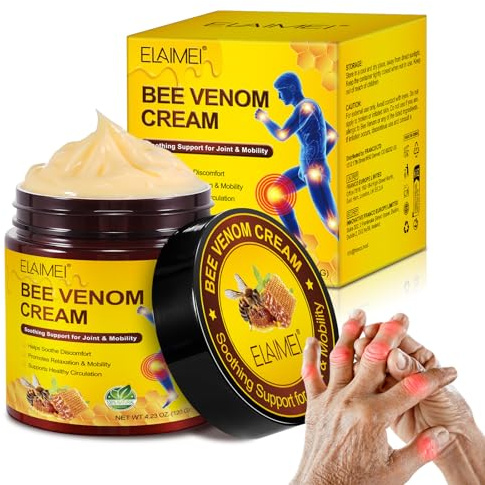 Bee Venom Pain Relief Cream - 100% Natural Ingredients, with Glucosamine, Chondroitin, MSM, Arnica & Vitamin K2 for Joint & Bone Comfort, 120g