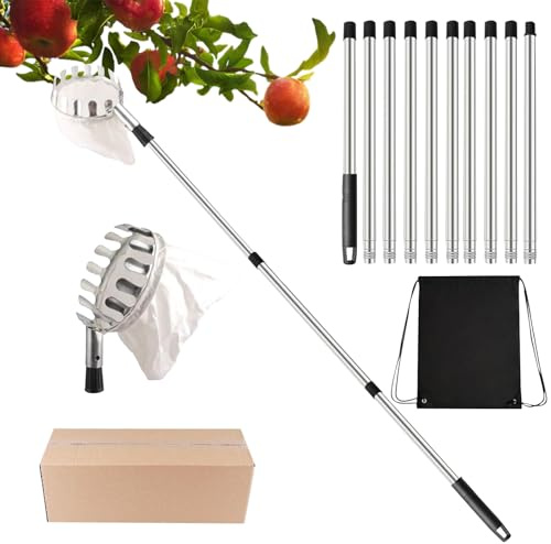 Sghtil Ramasse-fruits - Canne à fruits extensible avec panier | Équipement ergonomique pour potager et jardin extérieur