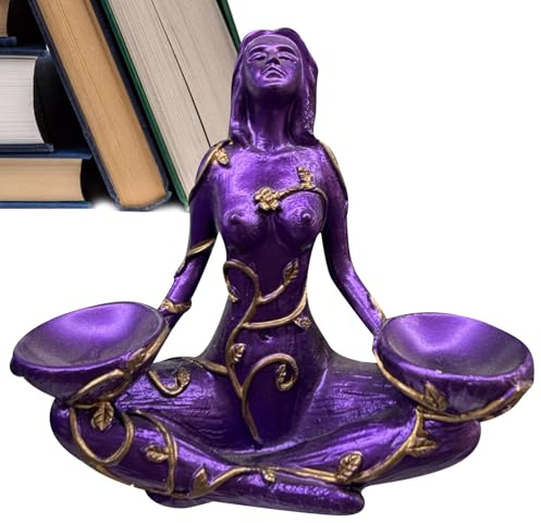 Statue Muttergöttin der Erde - Dekoskulptur aus Kunstharz handgeschnitztes Design, Kugelsockel, Wald, Statue von Gaia | Kunstdekoration für Zuhause,