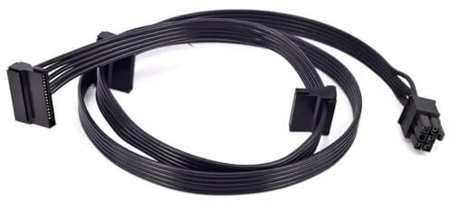 Cable adaptador de corriente SATA para Corsair CX850M, CX750M, CX600M, modular | Cable de alimentación de 6 pines a 3 x (70 cm)