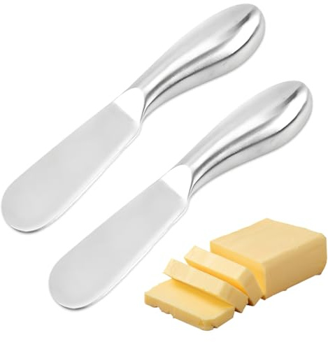 YUVKIN 2 pezzi Coltello Burro Formaggio, Coltelli Spalmatori di Formaggio, Coltello Spalmatore in Acciaio Inossidabile, Spalmino Multifunzione, Coltello per Spalmare (13,3x2,2cm)