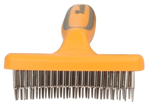 ARTIBETTER Peine para Perros y Gatos con Mango Ergonómico Antideslizante Herramienta de Aseo para Eliminar Pelo Enredos y Cepillo Deslanador Duradero para Mascotas Color Naranja