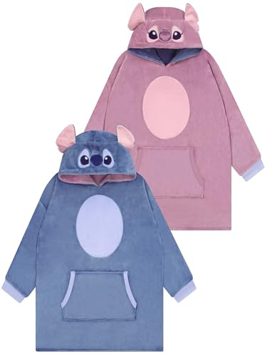 Disney Lilo Och Stitch Vändbar Flick-Pläd-Hoodie, Stitch & Angel Oversized Flick-Hooded Blanket, Flerfärgad One Size