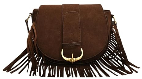 LYHYDMA Fransväska Dam Crossbody Väskor med tofsar, axelväskor för dagligen, Kaffe, En Storlek