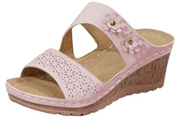 YIzdegg sandaler damer tjock platå – sandaletter kilklack tofflor öppna tår sandaletter halkfria sandaler lätta ventilerande tofflor fritid tofflor sommarskor för strandsemester, Het rosa, 40