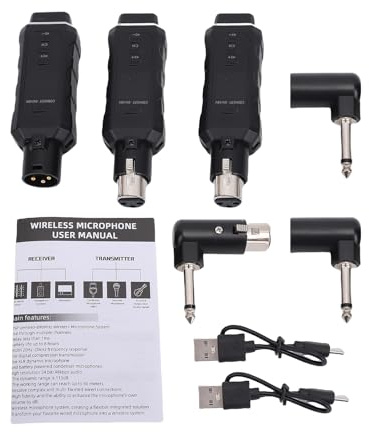 Microfono Ricaricabile Senza Fili, Microfono Wireless con Batteria 300mAh per Chitarra Basso Mixer Audio Musica Live Spettacoli all'Aperto